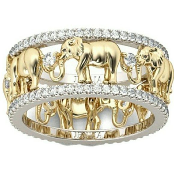 Jewelry - SOLD Unique sz 8 Copper AAA CZ Elephant Ring